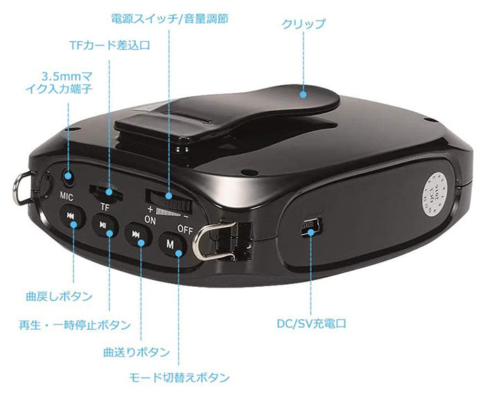 ZOWEETEK ハンズフリーポータブル拡声器 マイク付属 ZW-Z258