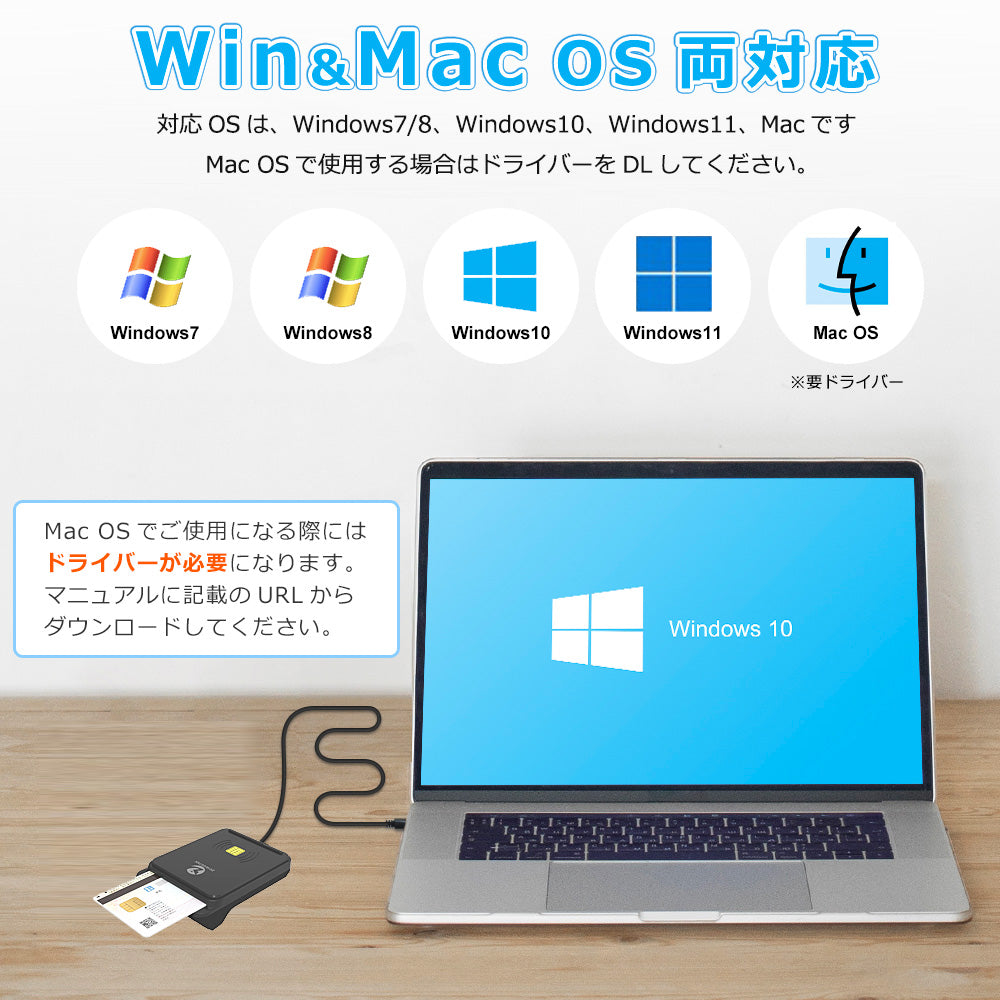 ICカードリーダーライタ 非接触式 接触式 両方対応 マイナンバーカード 電子車検証 確定申告 e-Tax 対応