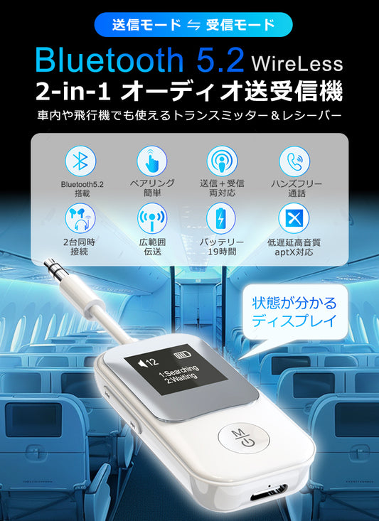 bluetooth オーディオ トランスミッター レシーバー aptX-LL/HD ワイヤレス 送受信機 it-br22p