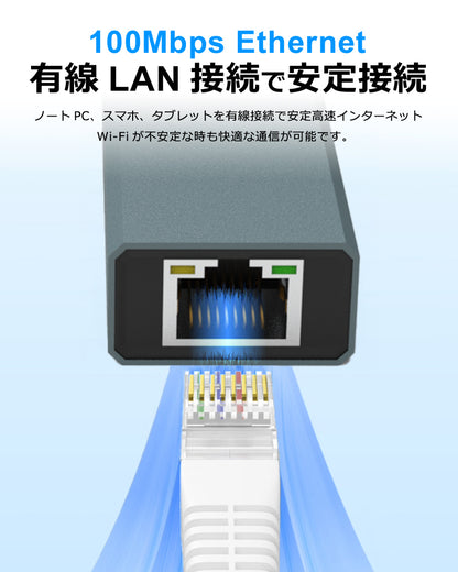 USB Type-C ハブ 4in2 USB3.0 LAN ポート 100Mbps hub USBハブ 変換 USB-C アダプタ 有線LANアダプター スマホ iPhone16 pro max MacBook iPad air Pro Surface Android ノートPC 有線接続 TC415