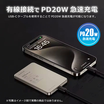 モバイルバッテリー 10000mAh 大容量 小型 軽量 マグネット式 USB-Cポート 急速充電 LED残量表示  ワイヤレス充電器 スマホ充電器 iPhone Android 全機種対応 PSE認証 旅行 出張