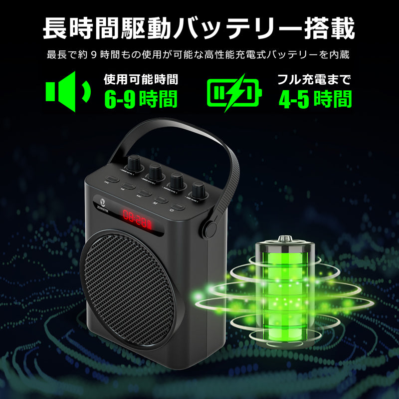 ワイヤレス 拡声器 60w 大音量 多機能 ポータブル スピーカー Bluetooth 音楽再生可能 ワイヤレスハンドマイク2本付属 おしゃれ ポータブル USBメモリー microSDカード対応 ZOWEETEK カラオケ 講義 会議 店頭販売 キャンプ サークル活動 家庭用カラオケ