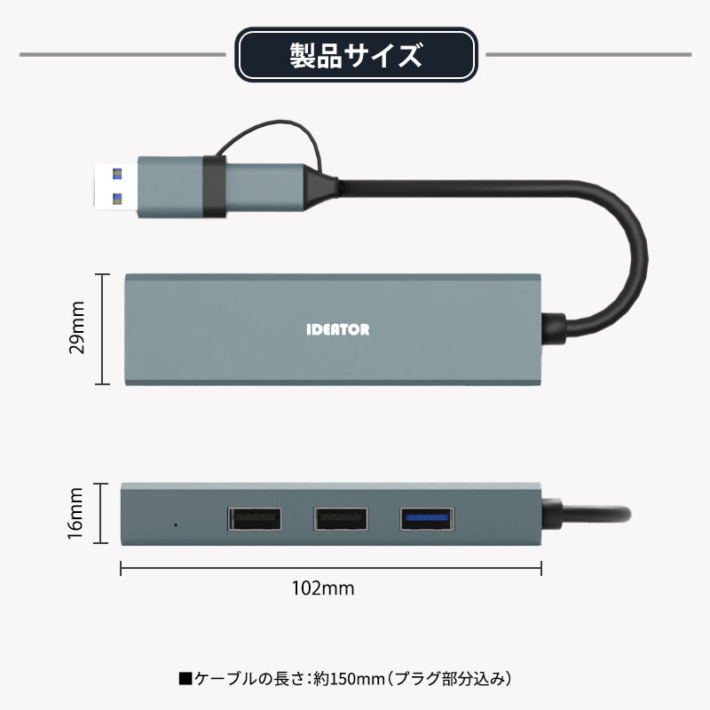 USB Type-C ハブ 4in2 USB3.0 LAN ポート 100Mbps hub USBハブ 変換 USB-C アダプタ 有線LANアダプター スマホ iPhone16 pro max MacBook iPad air Pro Surface Android ノートPC 有線接続 TC415