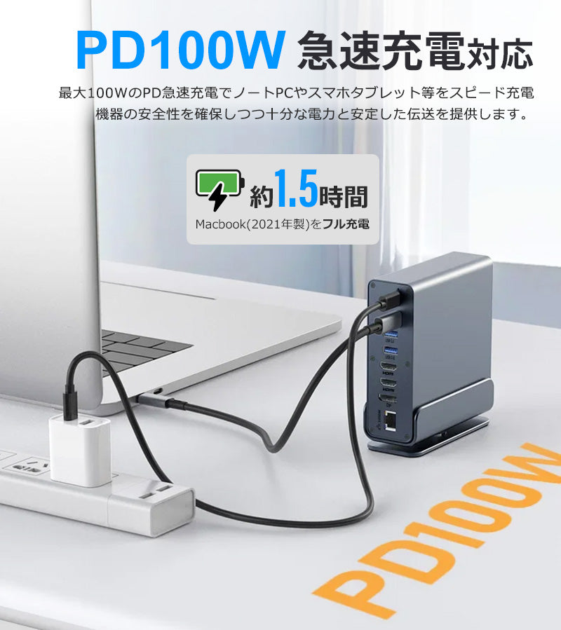 USB C ハブ 15ポート ドッキングステーション 縦置き 横置き 回転スタンド 4K HDMI DP DisplayPort ディスプレイポート LAN USB3.2  PD充電 対応 hub 高解像度 USBハブ 変換 USB-C 3画面同時出力 スマホ 充電 有線LAN SD microSD カードリーダー  MacBook iPad ノートPC