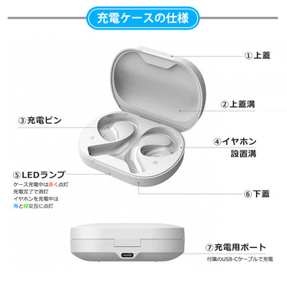 bluetooth オープンイヤー OWSイヤホン 空気伝導