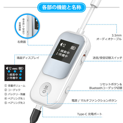 bluetooth オーディオ トランスミッター レシーバー aptX-LL/HD ワイヤレス 送受信機 it-br22p