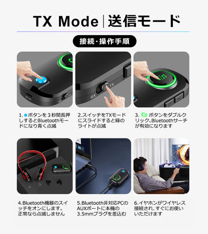 bluetooth オーディオ トランスミッター レシーバー 3.5mm aux ワイヤレス 送受信機 br03t