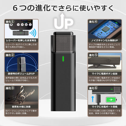 ワイヤレスマイク ピンマイク 4個セット 充電ケース付 type-c/lightning対応 idep33-4p