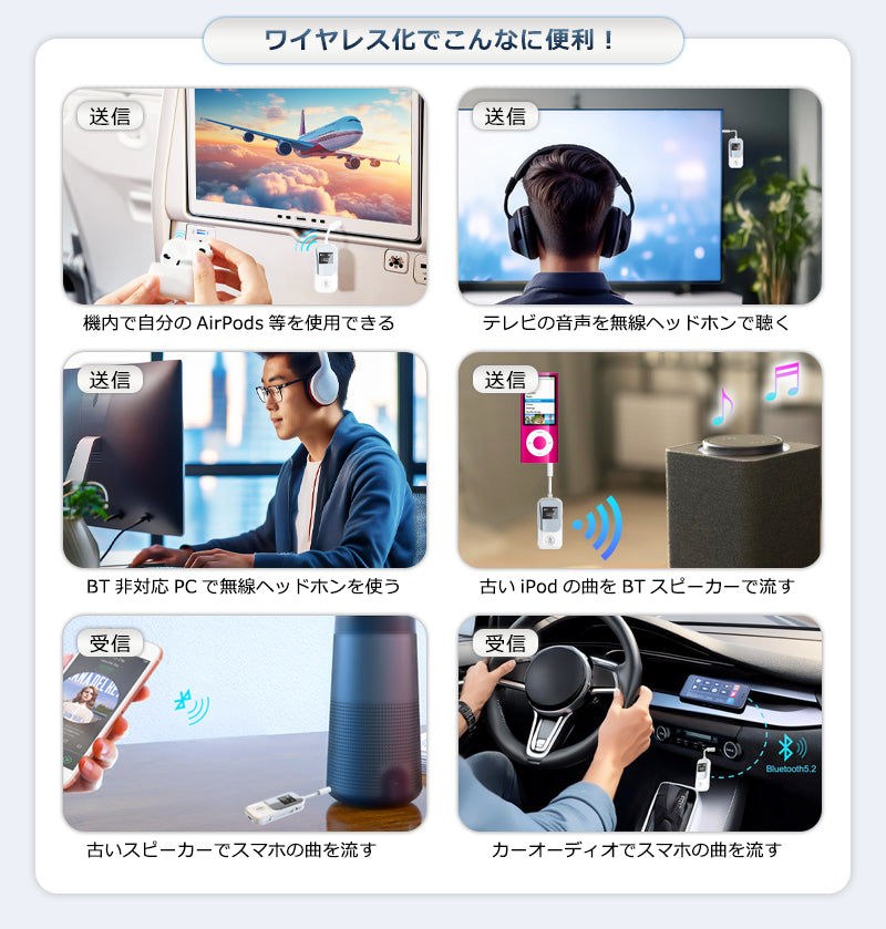 bluetooth オーディオ トランスミッター レシーバー aptX-LL/HD ワイヤレス 送受信機 it-br22p