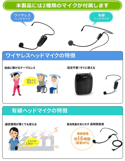 ZOWEETEK ハンズフリー Bluetooth ワイヤレス 拡声器 ワイヤレスマイクZW-S93