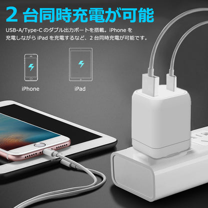 PD 充電器 30W IdeaThink USB-C アダプター 急速充電 QC3.0 2ポート 多重保護 スマート充電 USB-A iOS / Android対応 iPhone13 iPhone 14 iPad Air (第5世代) Android 対応 PSE認証済 1年間保証 ITADP33AC