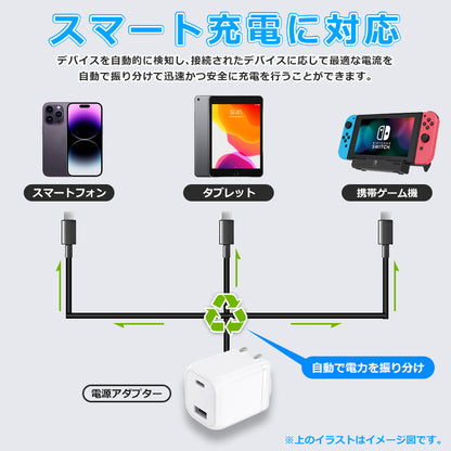 PD 充電器 30W IdeaThink USB-C アダプター 急速充電 QC3.0 2ポート 多重保護 スマート充電 USB-A iOS / Android対応 iPhone13 iPhone 14 iPad Air (第5世代) Android 対応 PSE認証済 1年間保証 ITADP33AC
