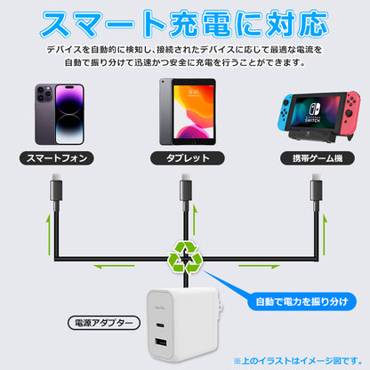 PD 充電器 65W IdeaThink USB-C アダプター 急速充電 QC3.0 2ポート 多重保護 スマート充電 USB-A iOS/Android対応 iPhone13 iPhone 14 iPad Air (第5世代) Android 対応 PSE認証済 1年間保証  ITADP65AC