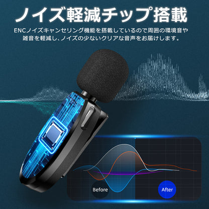 ワイヤレスマイク ピンマイク ラべリアマイク 2人同時 2個セット type-c lightning 3.5mm 無線マイク ライブ配信 動画配信 インタビュー 会議 youtuber tiktok 録音 ノイズキャンセリング 低遅延 高音質 スマホ iphone android ipad 小型 軽量 動画 ハンズフリー