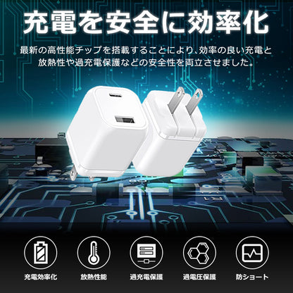 PD 充電器 30W IdeaThink USB-C アダプター 急速充電 QC3.0 2ポート 多重保護 スマート充電 USB-A iOS / Android対応 iPhone13 iPhone 14 iPad Air (第5世代) Android 対応 PSE認証済 1年間保証 ITADP33AC