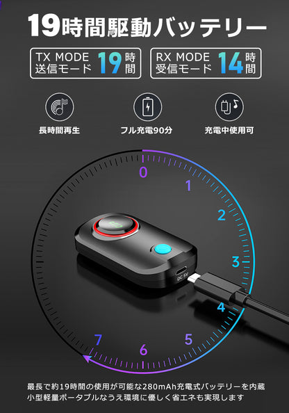 bluetooth オーディオ トランスミッター レシーバー 3.5mm aux ワイヤレス 送受信機 br03t