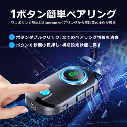 bluetooth オーディオ トランスミッター レシーバー 3.5mm aux ワイヤレス 送受信機 br03t